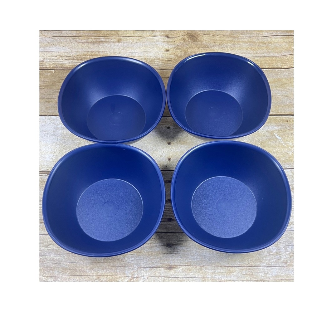 Tupperware Legacy Pinch Cereal Salad Bowls 700ml / 3 Cup Set of 4 Dark Blue